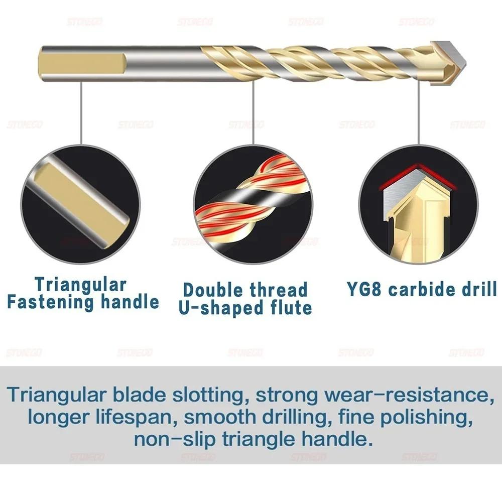 Stonego Masonry Drill Bit Set Concrete Plastic Metal Tile Glass Wood Wall Mirror Ceramic Brick Wall 6mm 8mm 10mm 12mm