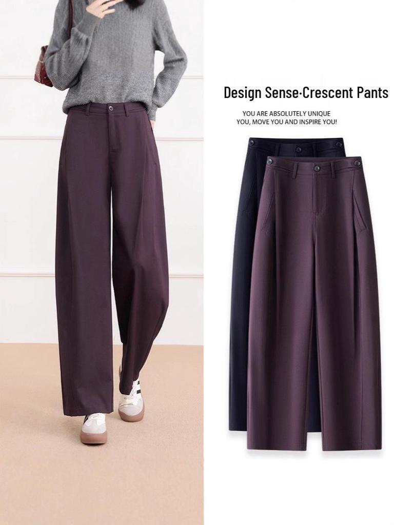 Women's Purple Prune Casual Harem Pants, 2025 Spring/Autumn High-Waisted Slimming Banana-Style Loose Pants