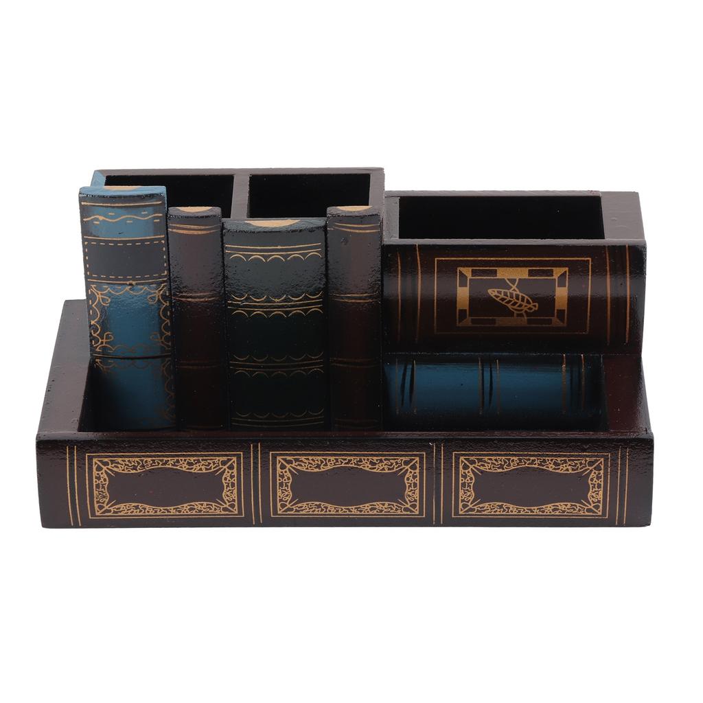 Wooden Pen Holder Retro Style Unique Design Premium Wood Sturdy Durable Wide Application Pencil