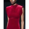 Za2025 Spring New Women's Clothing Fashion Temperament Waist-Controlled Slimming Sleeveless Velvet Padded Shoulder Dress 0036185
