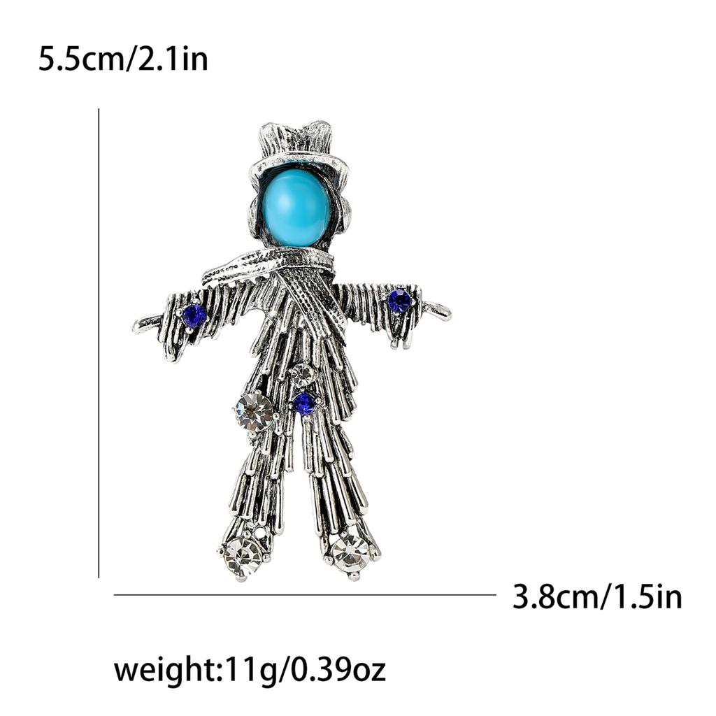 Crystal Scarecrow Brooch Retro Creative Personality Temperament Character Pin Brooch Suit Clothing Accessories