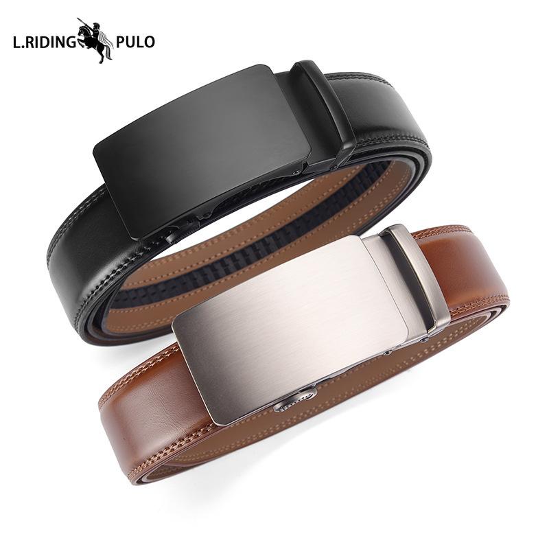 Herren Ledergürtel Automatische Schnalle Rindsleder Schlicht Vielseitig Business Jeans FreizeitHose Gürtel