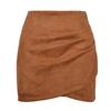 Suede Solid Color Hip-hugging Skirt Autumn and Winter Pleated Irregular Zipper Skirt for Women