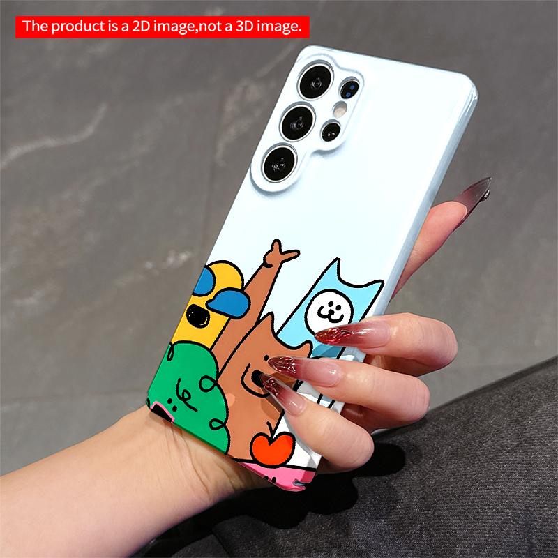 2DFlat Samsung phone case Colorful Cartoon Animal Friends Phone Case Applicable to Galaxy S23 S24 S25ULTRA S26 A12 A14 A15 A16 A54 A55