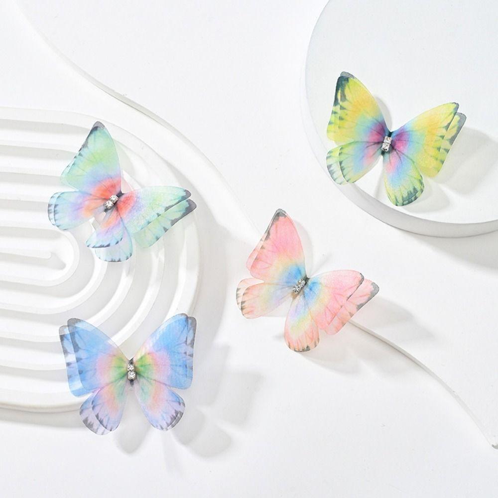 3D Organza Fabric Butterfly Appliques Double-layer Clothes Sewing Patch Bridal Hair Accessories