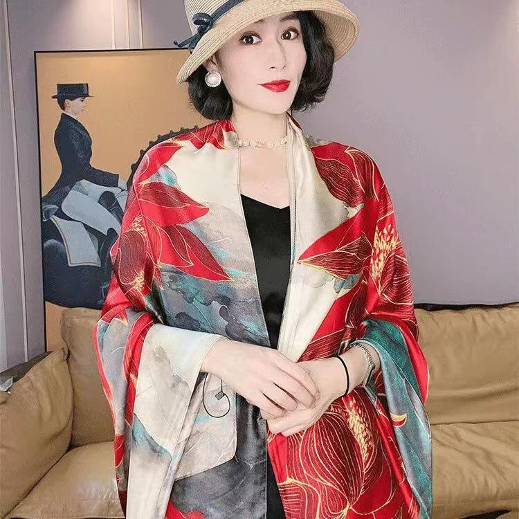 Hochwertiger Sommerseidenschal - Langer, modischer Sonnenschutzschal für Damen