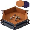 1pc Rolling Folding Hexagon Dice Game Storage Tray Holder Double Sided Thick PU Leather&Velvet Dice Mat Office Supplies