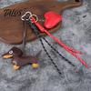 Handbag Decorative Pendant Faux Leather Dachshund Keychain Pendant, Cartoon Dog Hanging Keyring Decor with Braided Rope, Accessories Metal Carabiner