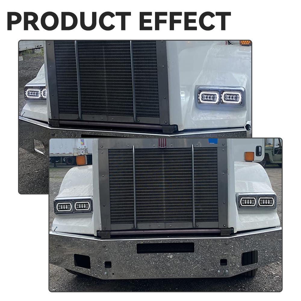 LED Headlamp Sealed Beam Headlamp 1 Pcs with Purple DRL and Yellow Halo 4x6 Inch Motorcycle Headlight for Modify the Suzuki DRZ