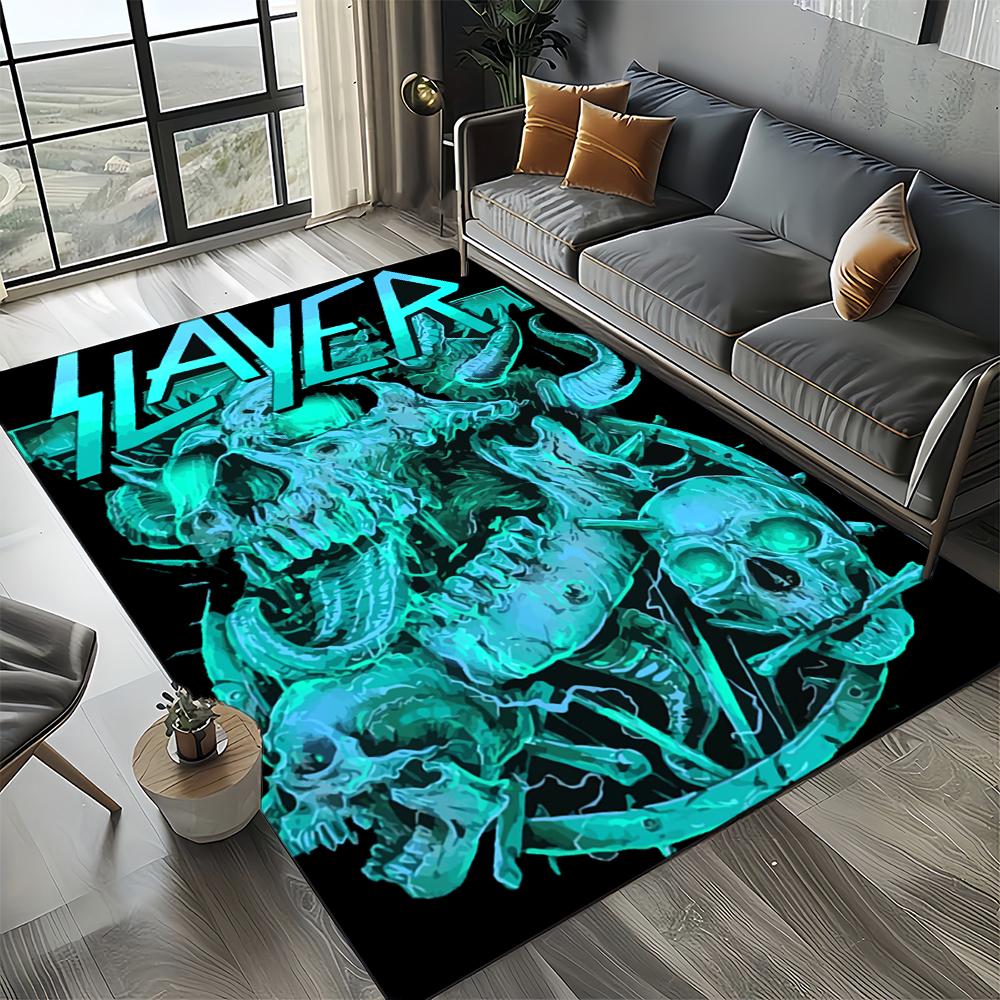 2025 New Style Slayer Heavy Metal Band Sign Carpet Rug for Living Room Bedroom Home Sofa Decoration,Kid Play Non-slip Floor Mat