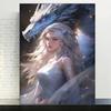 Pictură cu diamant de femei și dragoni 5DDiy, rotund complet, pătrat, mozaic, cruce, brodat, pictură cu animale, decorație de perete