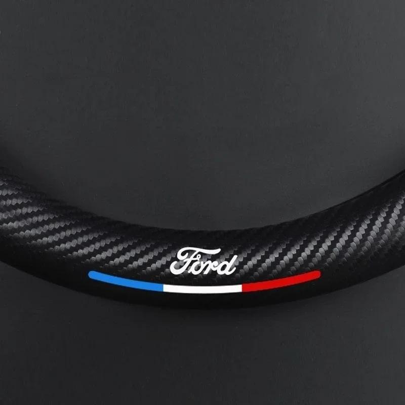Car Sticker 2025 Hot New Carbon Fiber Car Steering Wheel Cover Non-slip Card Cover for Fords 2 3 4 5 MK 2 6 7 Ranger Fiesta Kuga