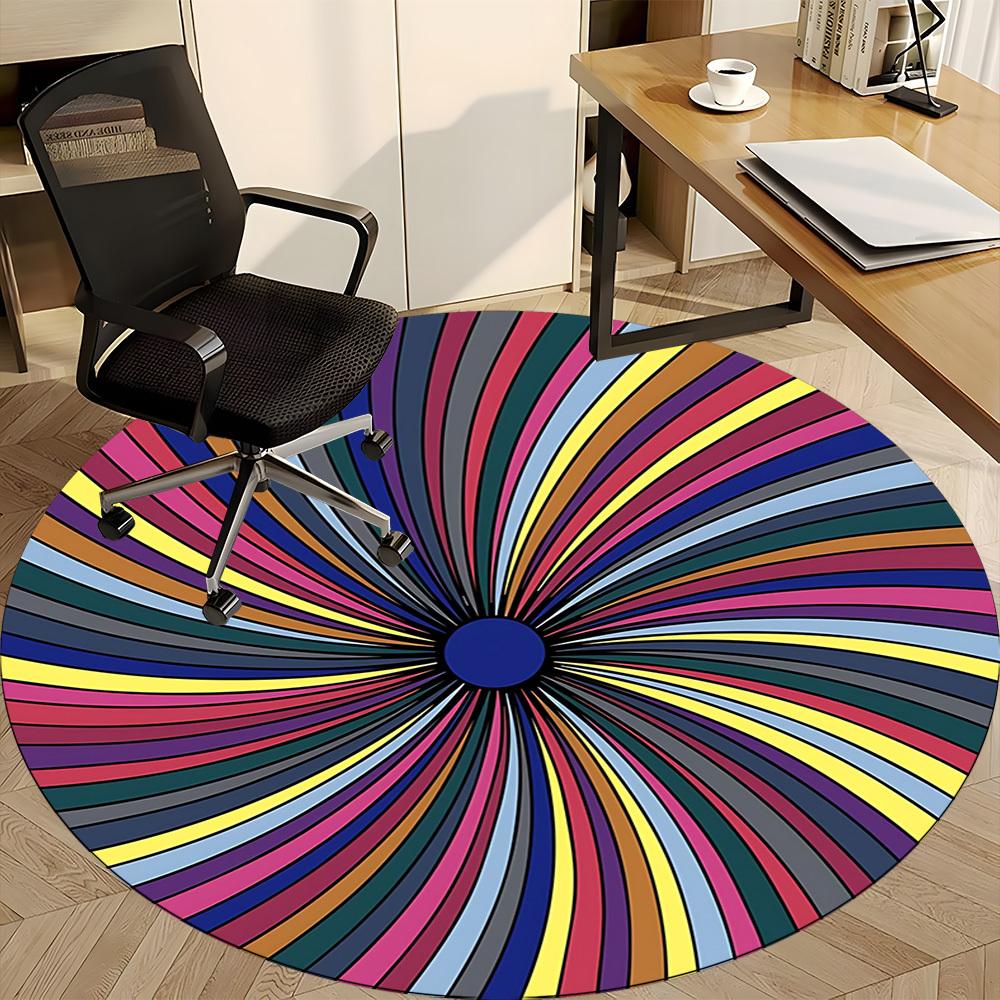 1pc Spiral Kaleidoscope Pattern Office Round Rug, Carpet for Office, Gaming, Lightweight Round Floor Mat yy260208010
