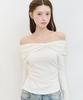 ILLIGO Bow Off-Shoulder Long Sleeve White