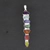 Natural 7 Chakra Rough Gemstone Pendant 925 Sterling Silver Raw Crystal Healing Stone Bar Necklace Jewelry Gift