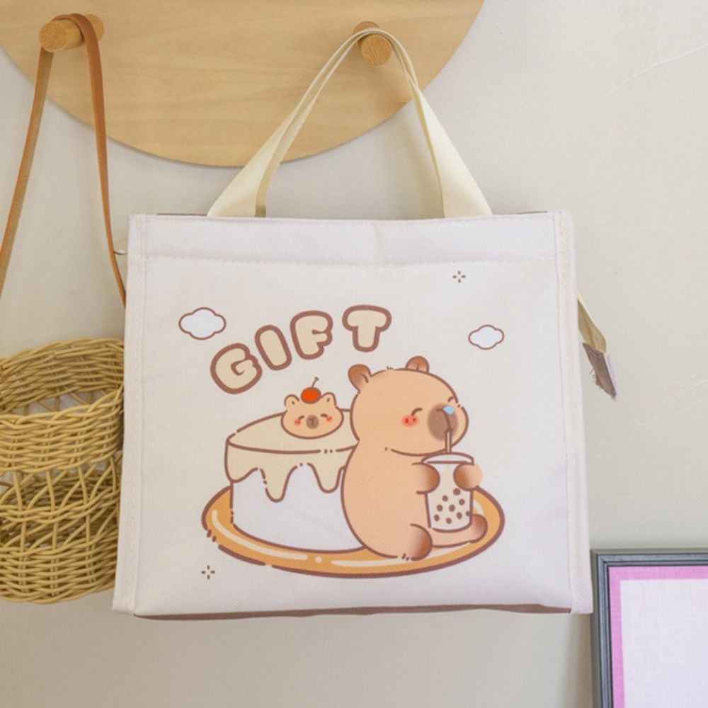 Oxford Capybara Lunch Bag Large Capacity Portable Lunch Box Simple Canteen Bag  BBQ Meal