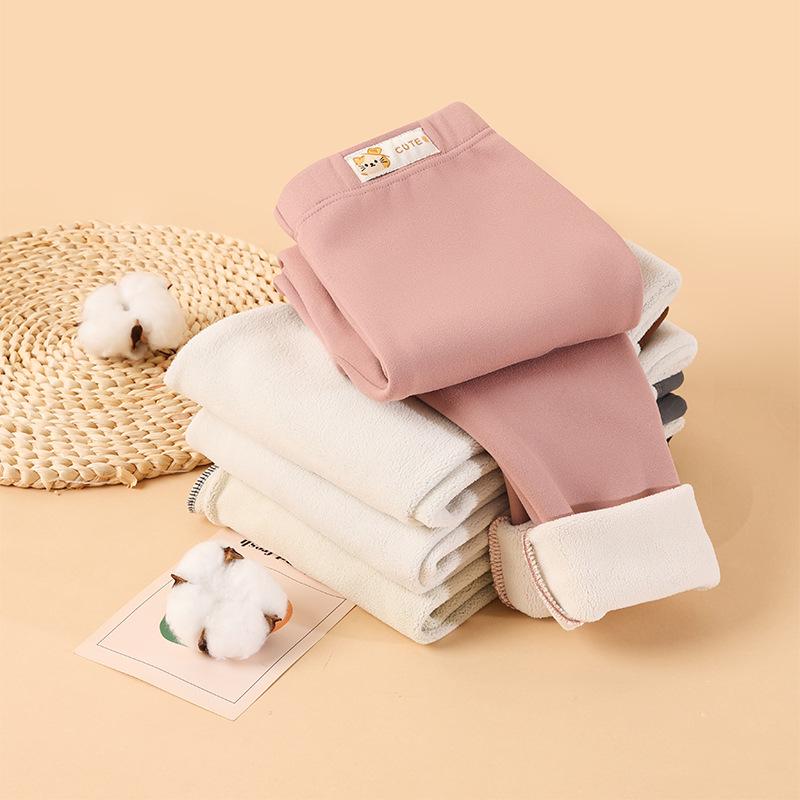 Kids' Fleece-Lined Leggings: Warm Autumn & Winter Wear for Boys and Girls - Versatile One-Piece Pants.