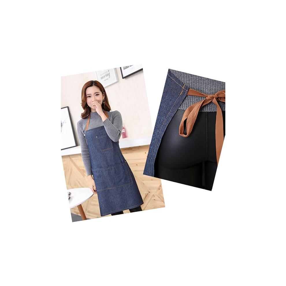 Verstellbare Denim-Küchenschürze mit Tasche und 3 Taschen für Männer und Frauen mit Tasche zum Kochen(blau)