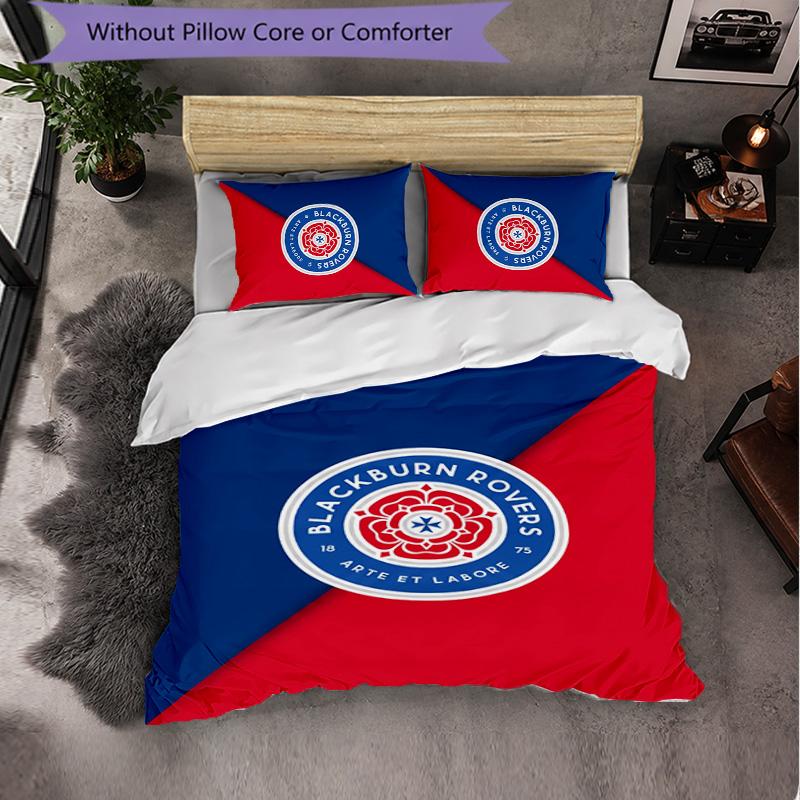 Set Biancheria da Letto Calcio Blackburn Rovers 3 Pezzi Morbido Copripiumino con Federe Set Decorazione Camera da Letto per la Casa