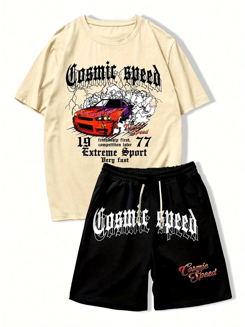 

Men s T-shirt + drawstring waist shorts set XL