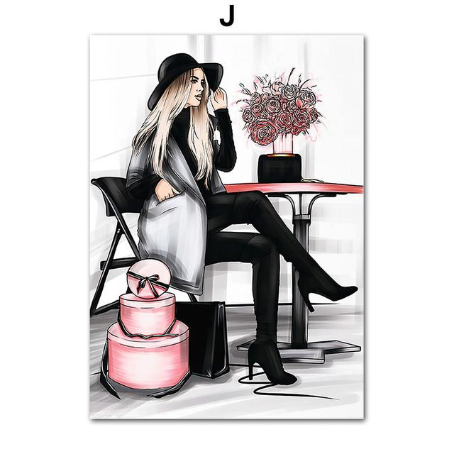 Beauty Modern Girl High Heel Paris Perfume Girl Wall Art Canvas Painting Posters And Prints Wall Pictures For Living Room Decor No Frame