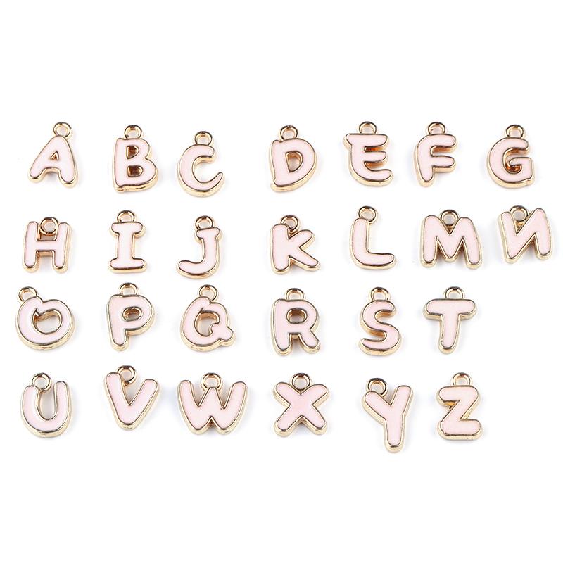 26pcs/lot 8mm Letter Charms Bulk Enamel Charms For Jewelry Making Alphabet Initial Letter Pendant For DIY Bracelet Necklace