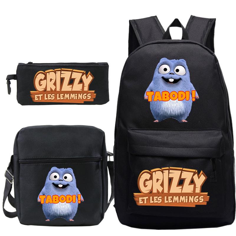 Printed primary and secondary school students backpack shoulder bag pencil bag three-piece combination