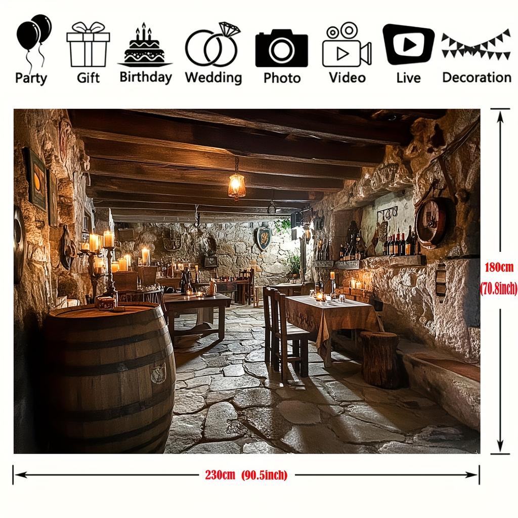 1 Stück Hotel Hintergrund Fotografie - Polyester Steinwand und Holzdecke Thema Fotografie Hintergrund Party