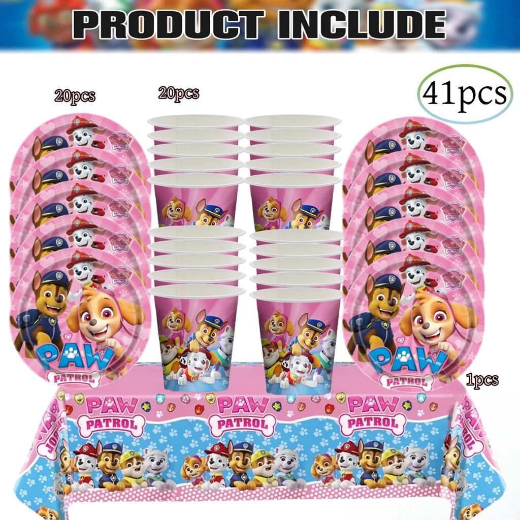 PAW Patrol Doğum Günü Süslemeleri Skye Tek Kullanımlık Sofra Takımı Seti Köpek Masa Örtüsü Tabak Hediye Çantası Bebek Partisi Çocuk Hediyesi Parti Malzemeleri