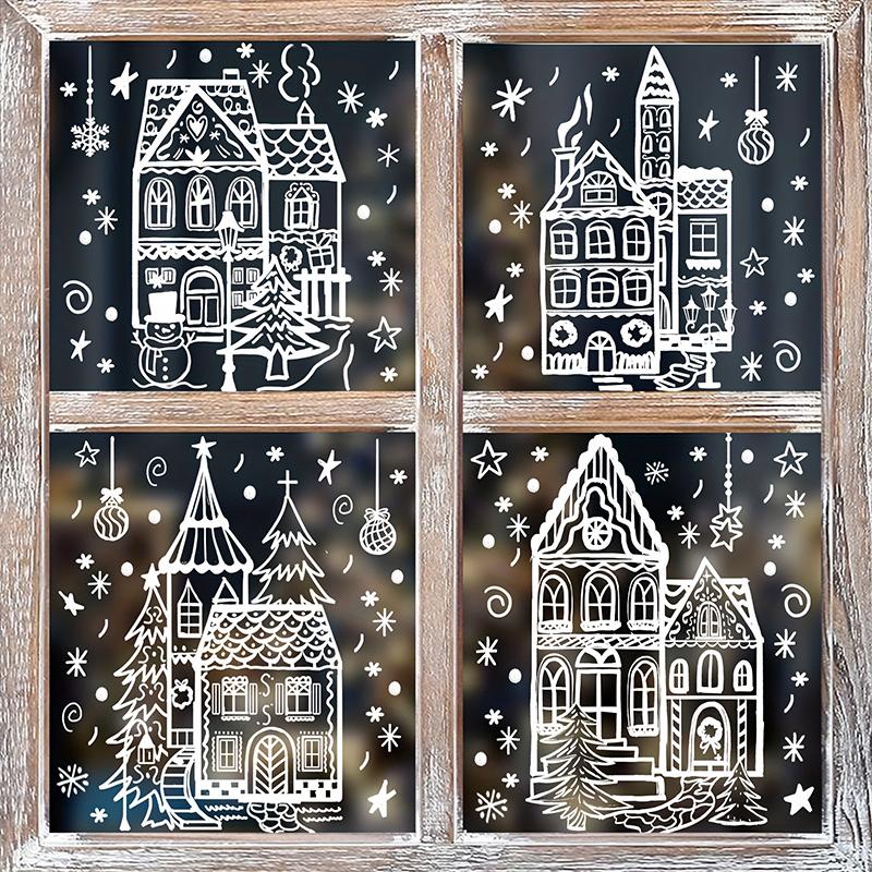 4pcs Snowflake Decals Window Decoration Large Christmas Window Clings Party Ornaments Double-Sided Xmas 20x30cm
