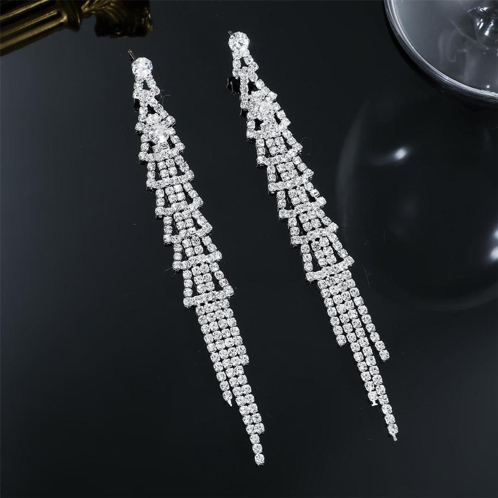 High-End Voll-Diamant Lange Quastenohrringe für Damen – Elegantes Modeaccessoire