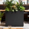 28 Galvanized Steel Rectangular Tall Outdoor Planter Box with Insert Shelf Drainage Holes Matte Black Metal Plant Container for