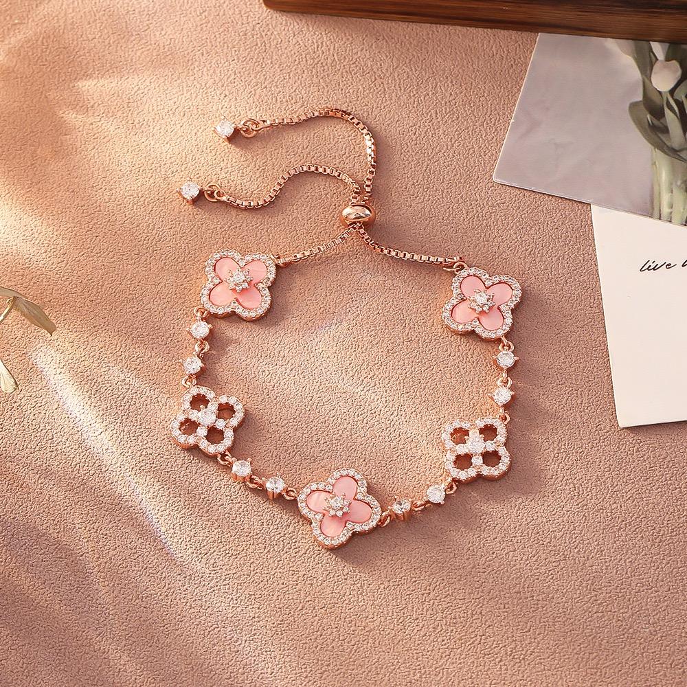 S925 silver shining eternal petals design adjustable bracelet suitable for women wedding holiday jewelry banquet gifts