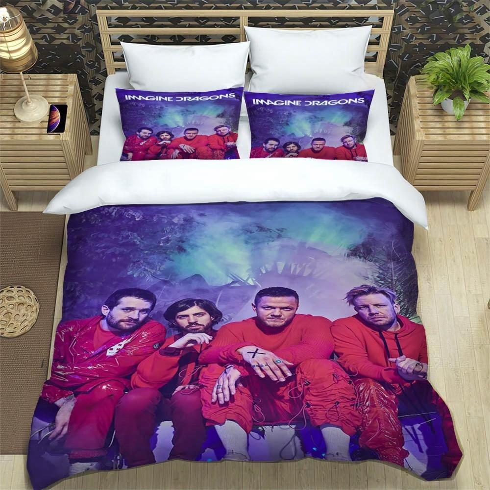 Rockband Imagine Dragons Bettwäsche-Sets, exquisites Bettzubehör-Set, Bettbezug, Bettdeckenset, Bettwäscheset, luxuriöses Geburtstagsgeschenk