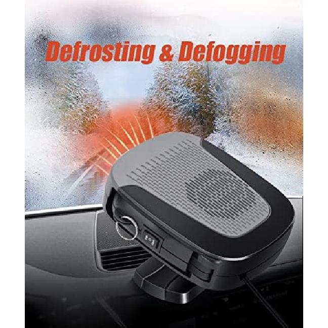 Car Heater Portable Car Fan 2 In 1 Mode 12V 150W Plug In with Heating and Cooling for Fast Heating Hand-Held Adjustable 360 Degree Rotatable