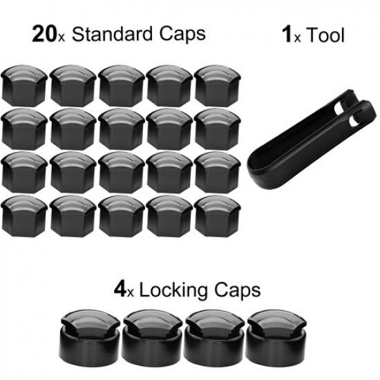 17mm Car Accessories Wheel Nut Lug Hub Covers Caps Screw Studs Decoration Black