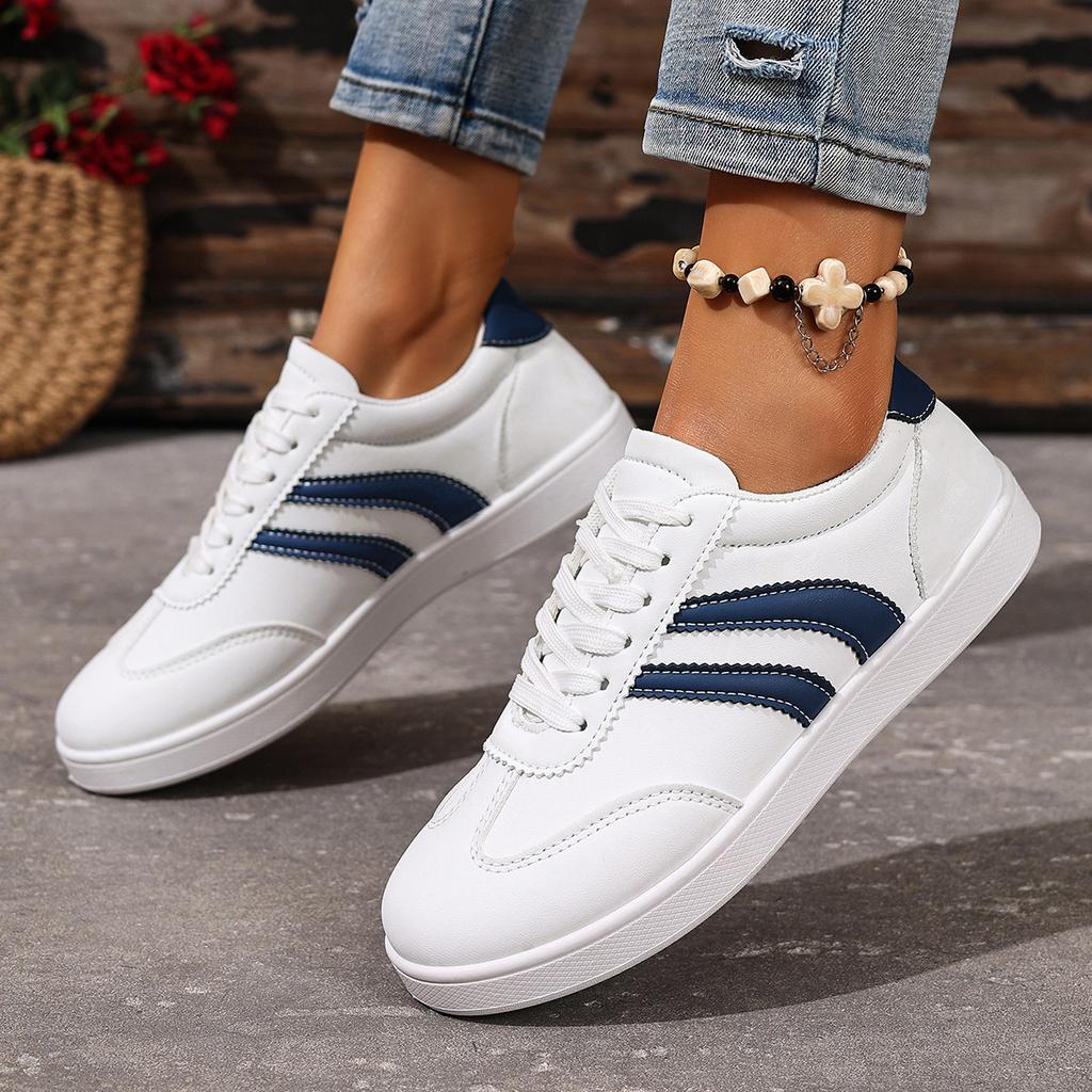 2025 Autumn New Round Head Leather Casual Little White Shoes Men's Shoes White Lace-up Board Shoes New Flat Shoes