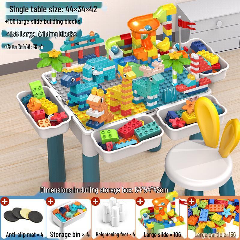Large Particle Multifunctional Building Blocks Table for Early Education Games