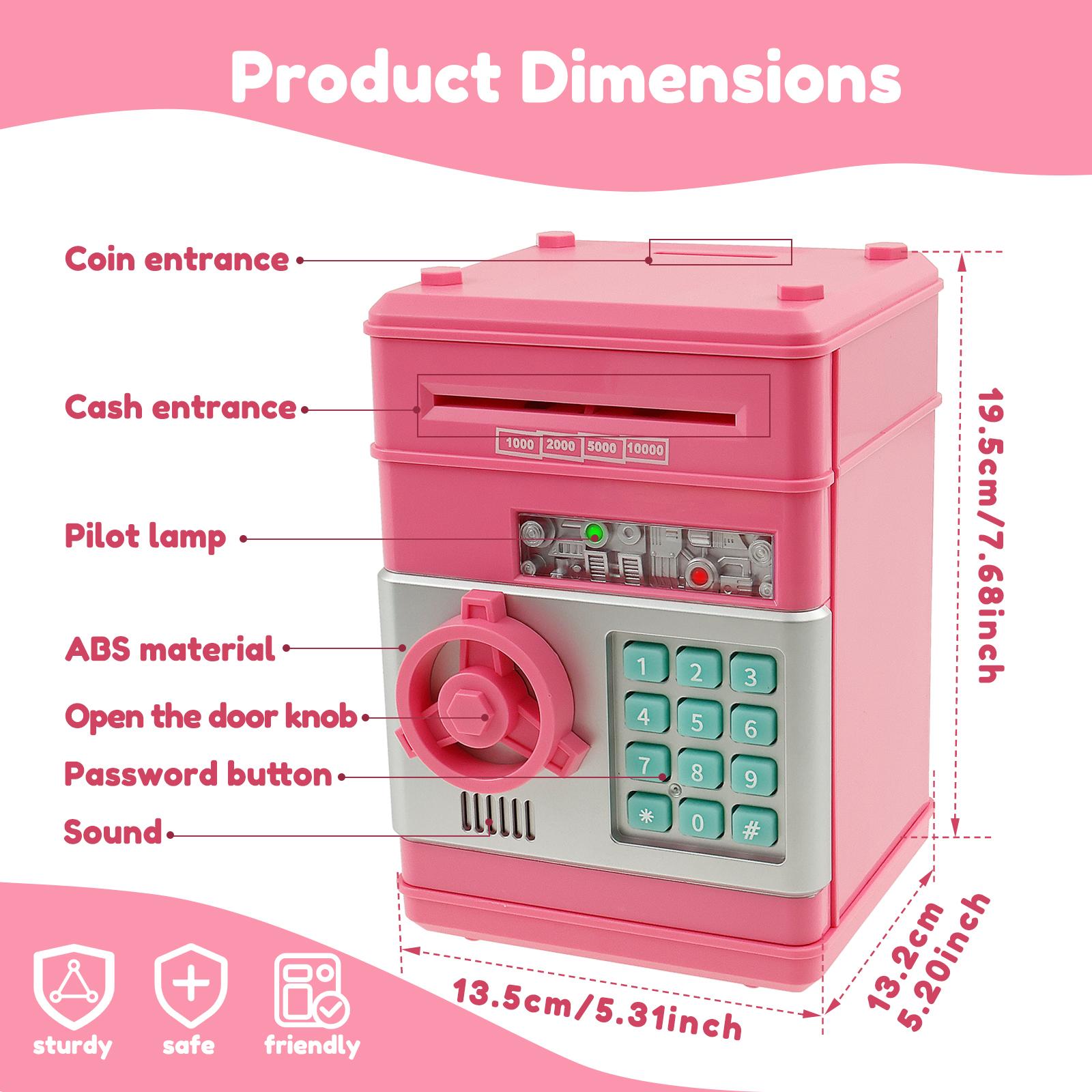 

Electronic Piggy Bank ABS Smart Password Saving Jar Coin Can Auto Scroll Paper Money Saving Box for 3+ Children Boys and Girls