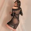 Fan Lei erotic underwear sexy mesh perspective off-the-shoulder buttocks hot nightclub uniform three-point wholesale