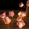 1 Stück Rosa Kirschblüten Lichterkette, Simulierte Kirschblüten Pflaumenblüten Form Dekorative Lichterkette Batteriebox Kupferdraht Licht