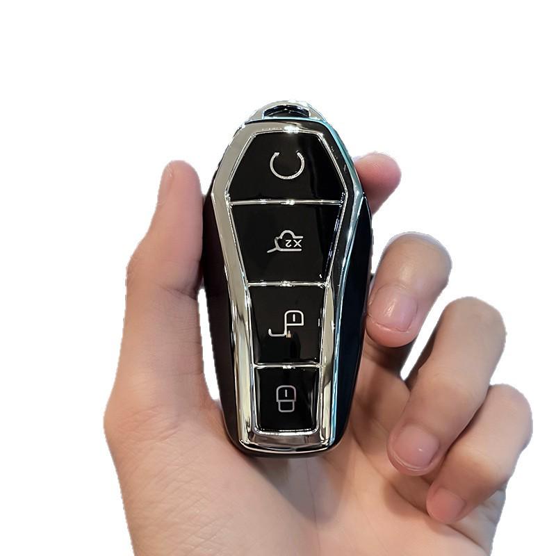 BYD Key Cover for Qin PLUS, Tang DMI, Dolphin, E2, Song Pro, Qin, Han EV - Fashionable TPU Shell with Buckle