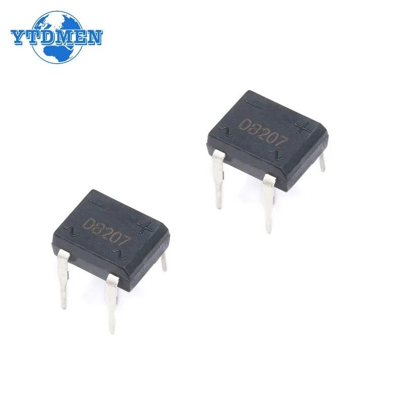 20 piezas DB207 Puente rectificador DIP4 1000 V 2 A DB207S Diodo rectificador de potencia Componentes electrónicos IC