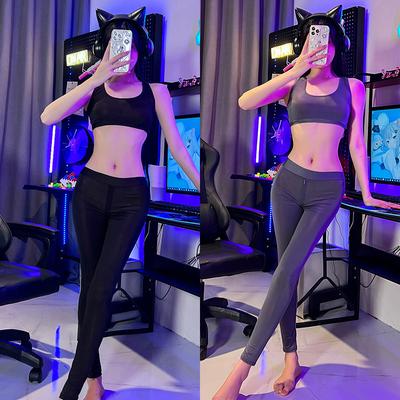 Sex Underwear Passion Ice Silk Yoga Pants Free Sexy Open Zipper Bed Tights Smooth Set