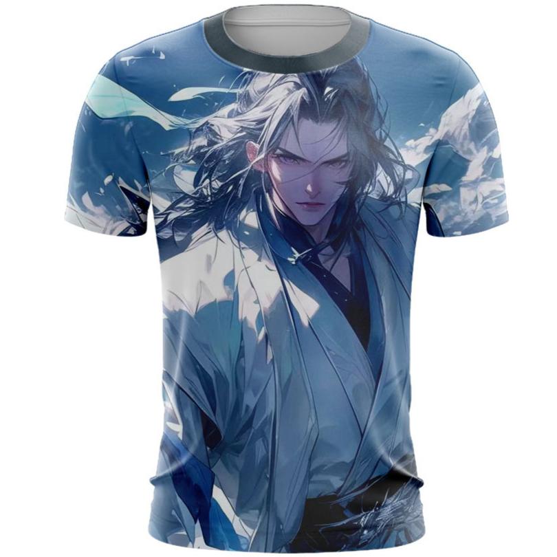 Letní ležérní pánská trička s krátkým rukávem a kulatým výstřihem s retro 3D potiskem