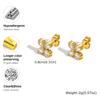 Fashion White Zircon Four-petal Flower Stud Earrings for Women,Gold Color Stainless Steel Waterproof Earrings,Chic Jewelry Gift