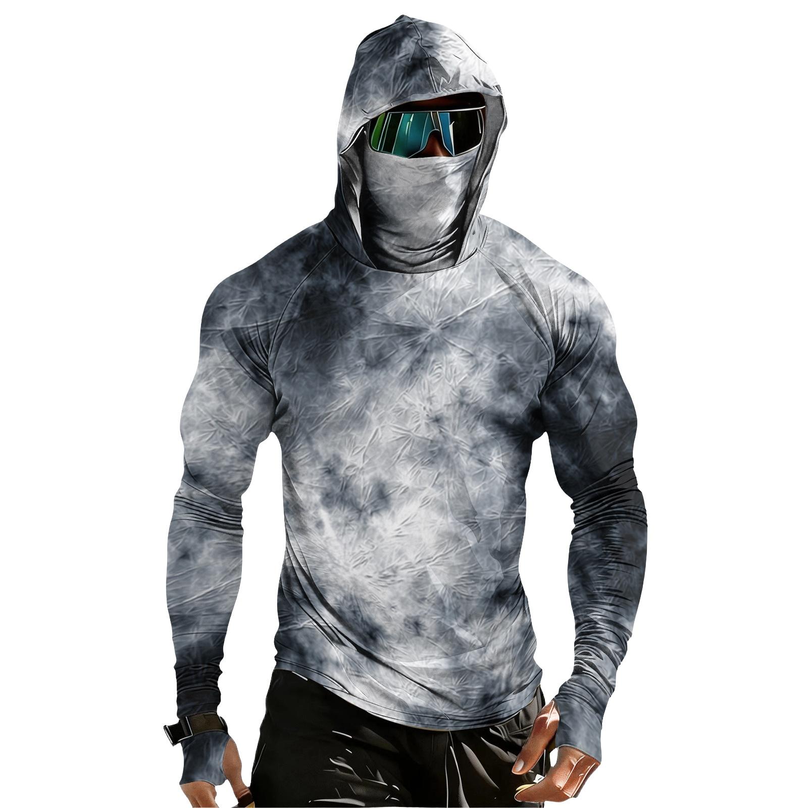 Men s Casual Drop-Shoulder Hooded Long-Sleeve Shirt S чёрный