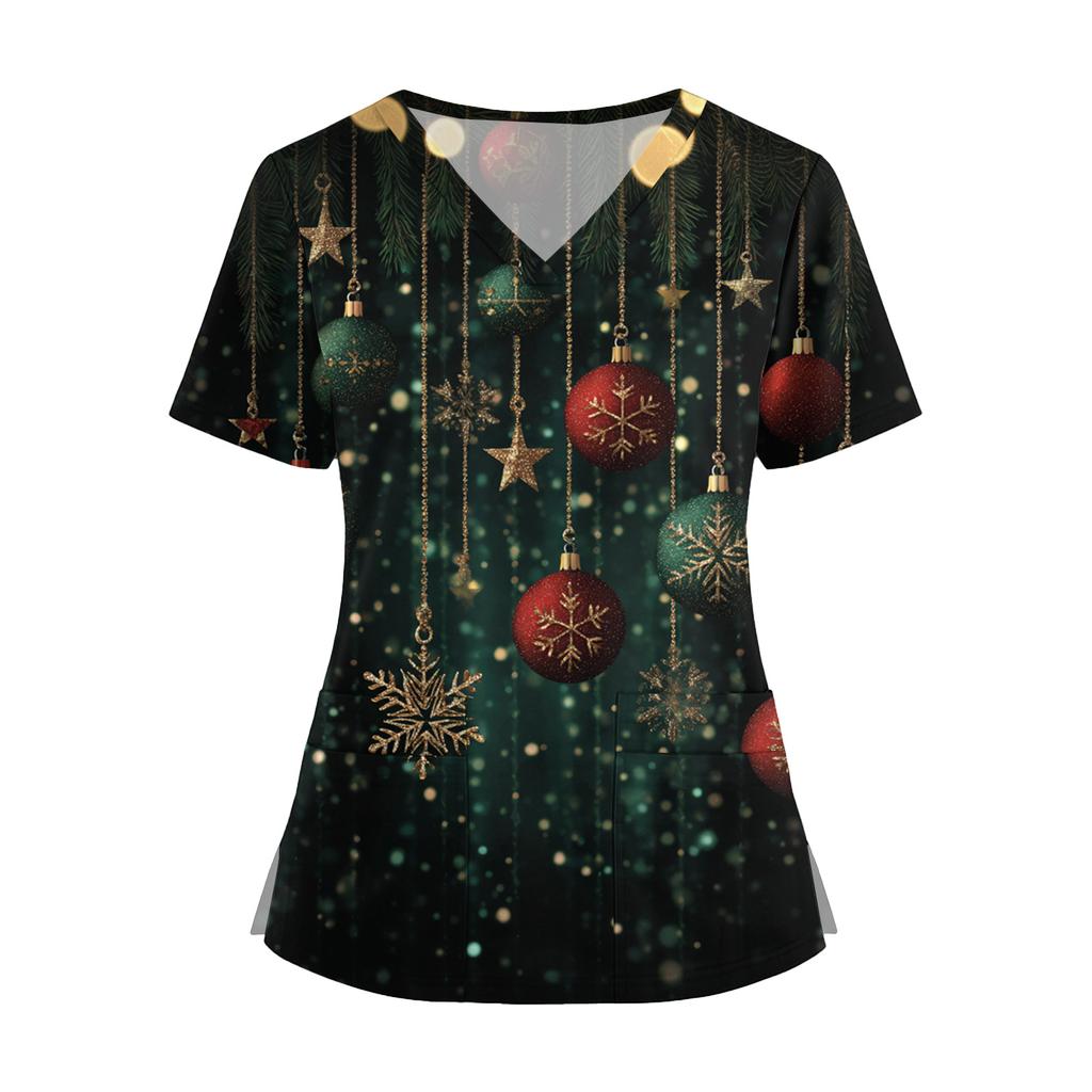 Mote V-hals Kortermet Jumpsuit for kvinner med Lommer Trykte Topper Klær