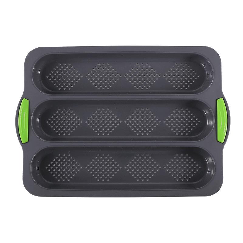 Silicone Perforated Baguette Baking Pan - 3-Slot Non-Stick Bread and Cake Mold