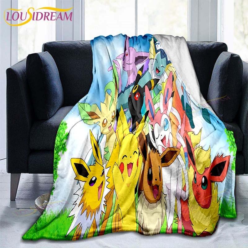 Manta decorativa con estampado de Pokémon, funda de edredón para sofá, ropa de cama de viaje, manta decorativa, manta de franela, colcha, mantas del Grinch